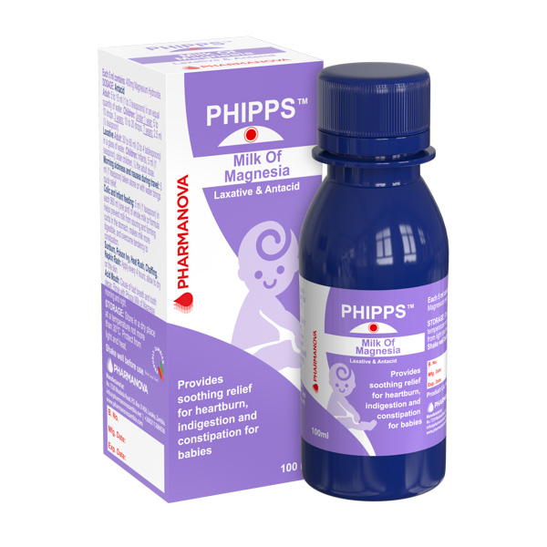 Phipps Milk of Magnesia 100ml carton and bottle