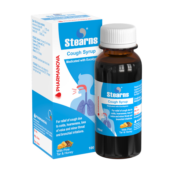 Stearns Cough Syrup 100ml carton and bottle